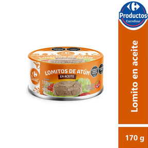 Lomitos de atún Carrefour en aceite 170 g.