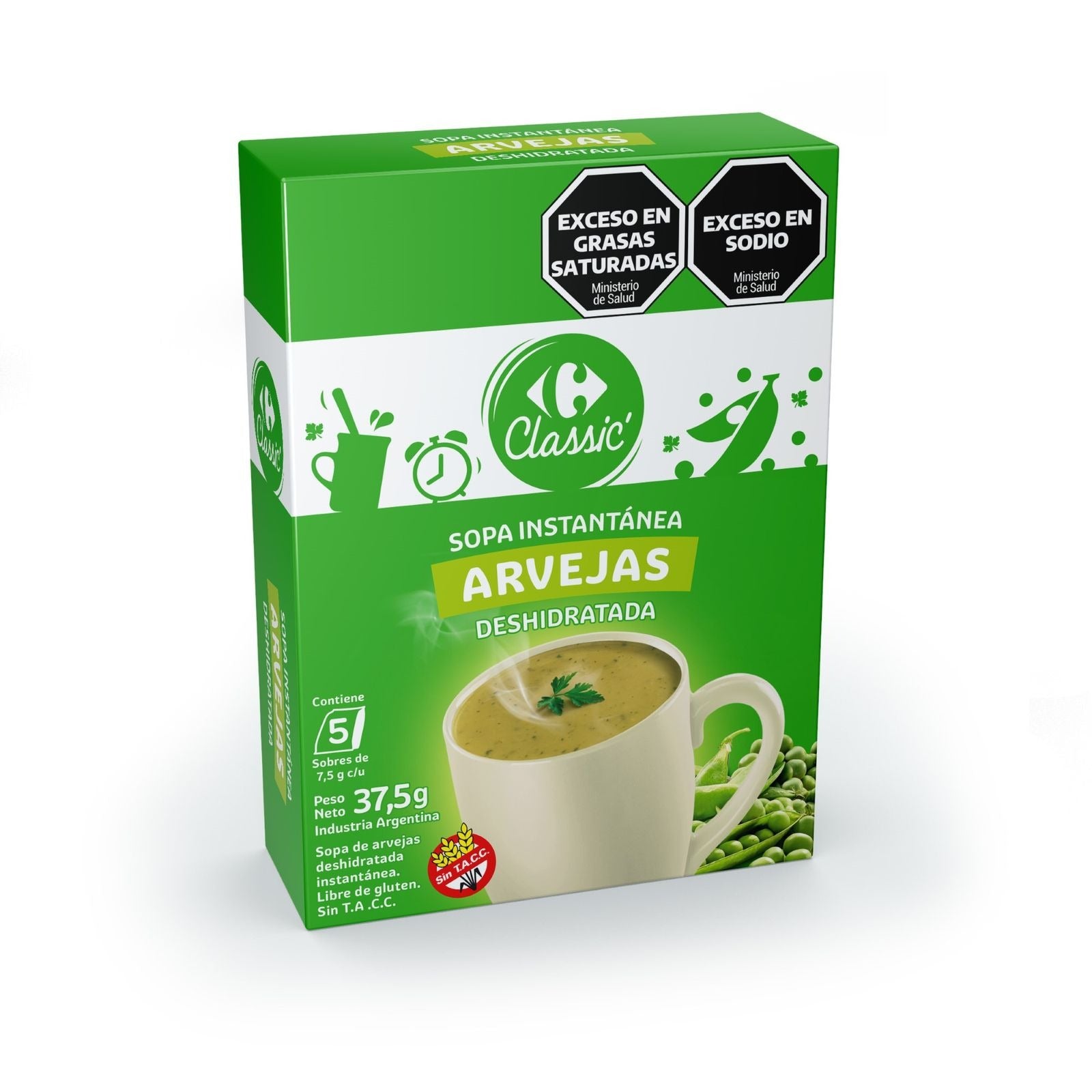Sopa instantánea light Carrefour classic arvejas 5 uni