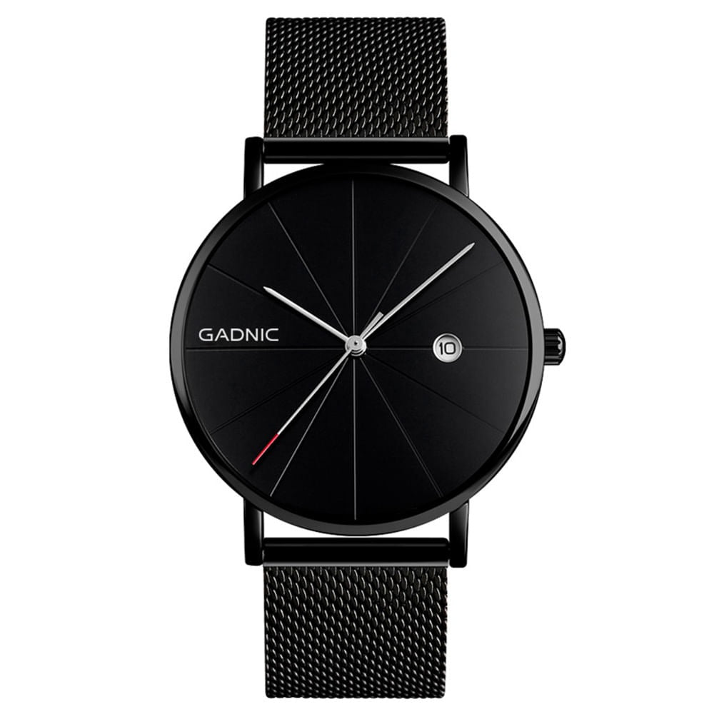 Reloj De Hombre Negro Gadnic Cuarzo Analógico Impermeable