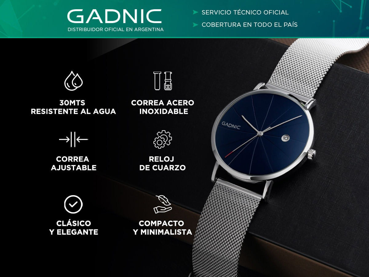 Reloj De Hombre Negro Gadnic Cuarzo Analógico Impermeable