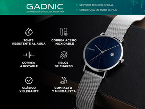 Reloj De Hombre Negro Gadnic Cuarzo Analógico Impermeable