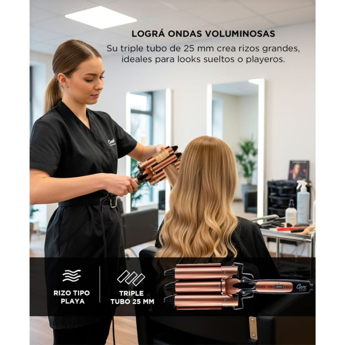 Buclera De Pelo Gadnic B3000 Rizador 3 Tubos 150W