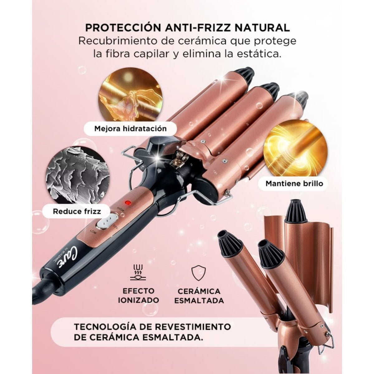 Buclera De Pelo Gadnic B3000 Rizador 3 Tubos 150W