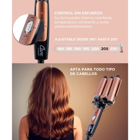 Buclera De Pelo Gadnic B3000 Rizador 3 Tubos 150W