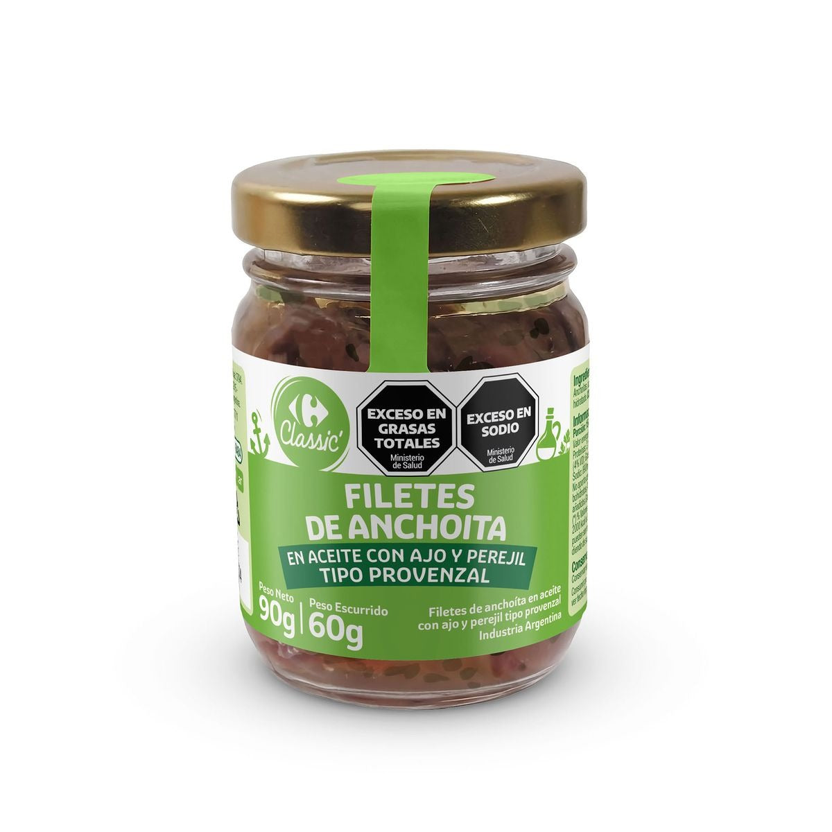 Filet de anchoas en aceite Carrefour Classic con provenzal 90 grs