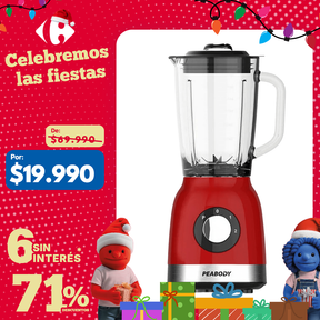 Licuadora Peabody PE-LN810R Roja 2 Velocidades Jarra de Vidrio 1.75 Litros