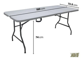 Mesa Plegable Valija 1.8 Mts Hogar Camping Jardín Reforzada Color Blanco
